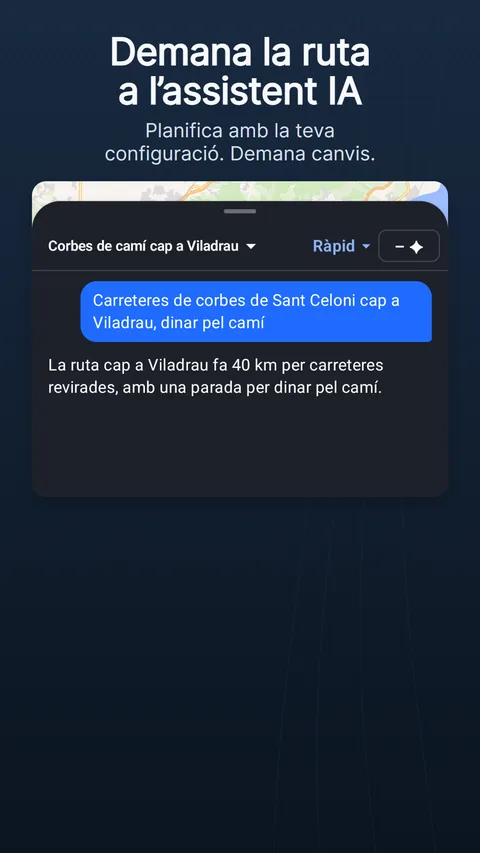 L’assistent de rutes amb IA: una petició, la resposta amb els seus xips de canvis i el que ha costat en crèdits