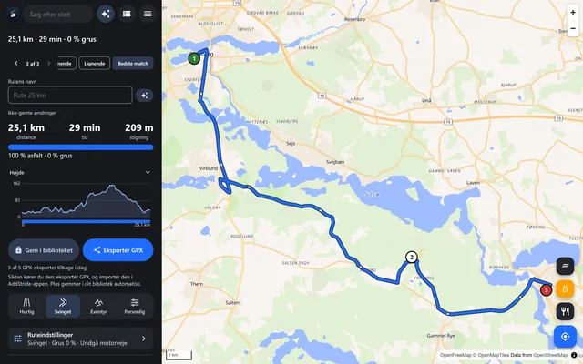 AddStrides webplanlægger med en planlagt rute