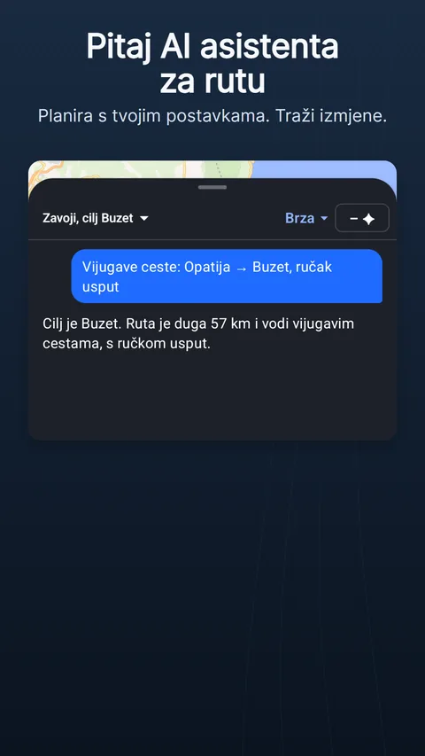 AI asistent za rute: zahtjev, odgovor s čipovima promjena i koliko je koštao u kreditima