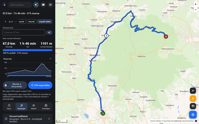 Az AddStride webes tervezője egy megtervezett útvonallal