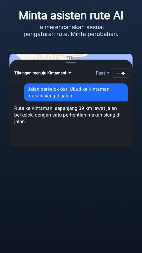 Asisten rute AI: satu permintaan, jawaban dengan chip perubahannya, dan biaya dalam kredit