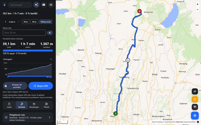 Perencana web AddStride dengan rute yang sudah direncanakan