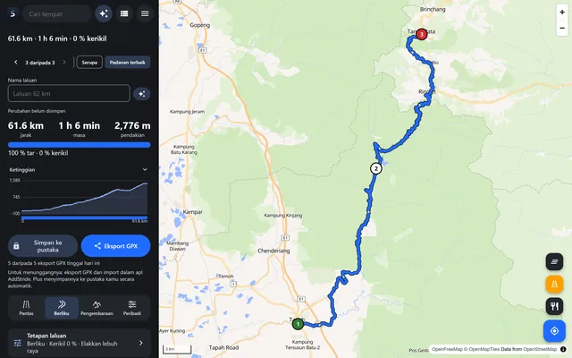 Perancang web AddStride dengan laluan yang dirancang