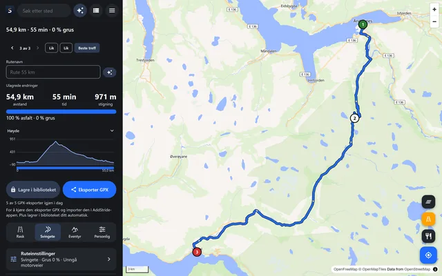 AddStrides nettplanlegger med en planlagt rute