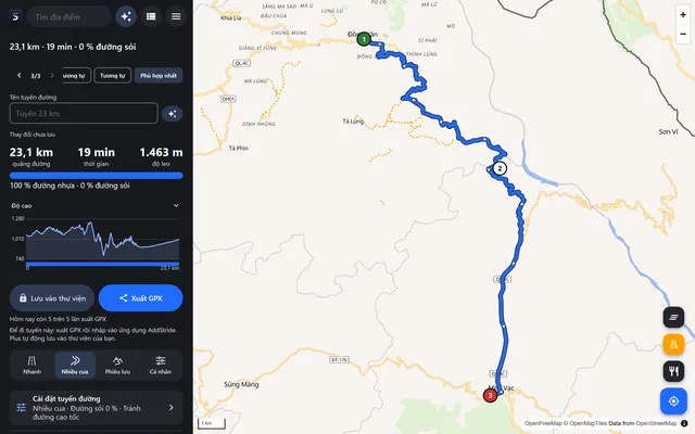 Trình lập tuyến web AddStride với một tuyến đã lập
